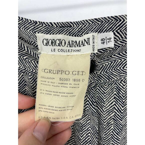 Giorgio Armani Pants Womens Size 14 Dress Pleated Black White Le Collezioni - Picture 4 of 5